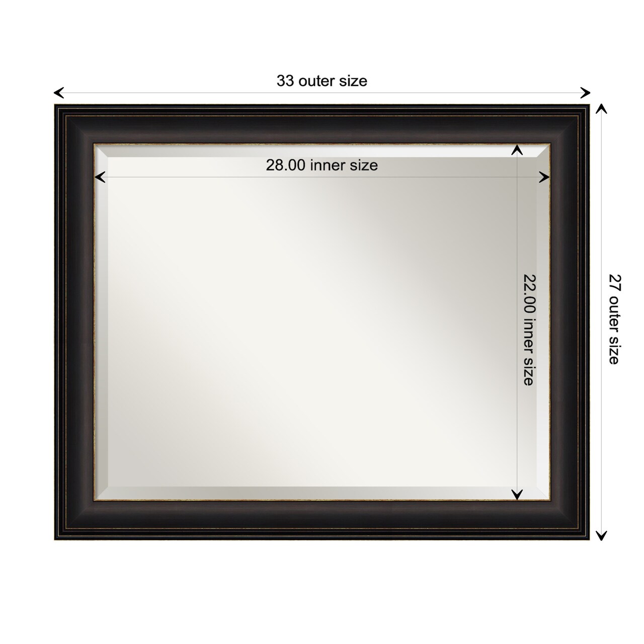 Beveled Bathroom Wall Mirror, Trio Oil Rubbed Bronze Frame
